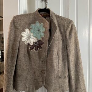 Vintage Peabody House tan Jacket with Floral Embroidery